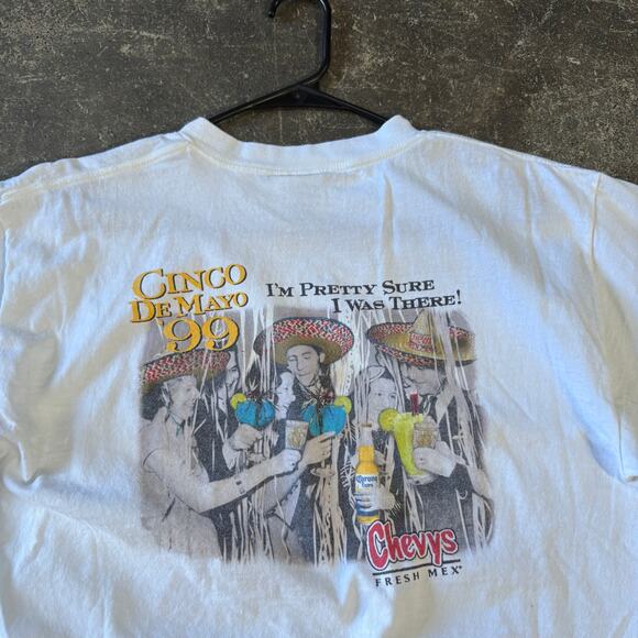 Vintage Chevys Cinco de Mayo Shirt Mens L White Y2K Crew Neck Short Sleeve - Picture 2 of 8